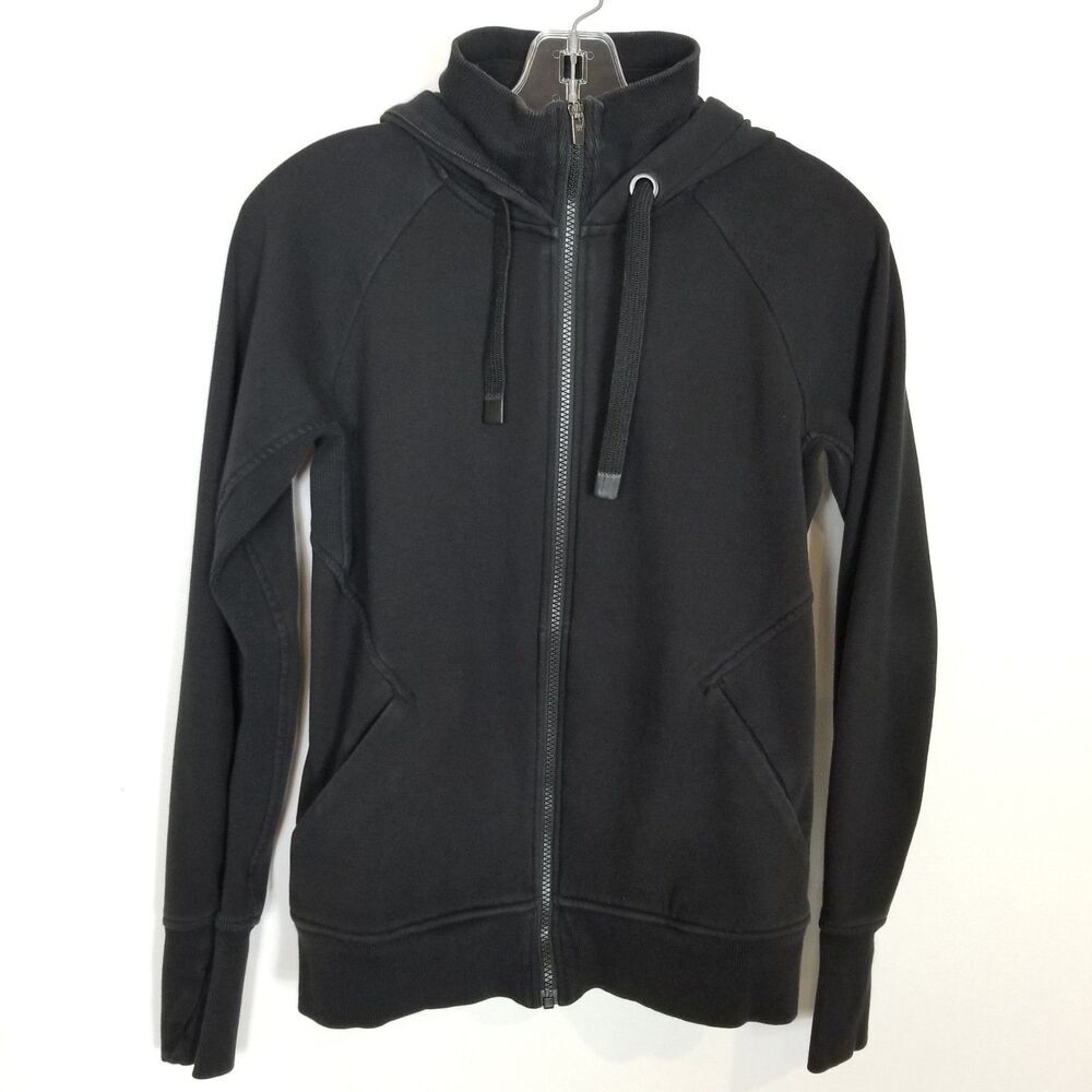 Athleta Women Triumph Hoodie Sz S Black ‎ Zip Up Athletic Casual Walking Pockets